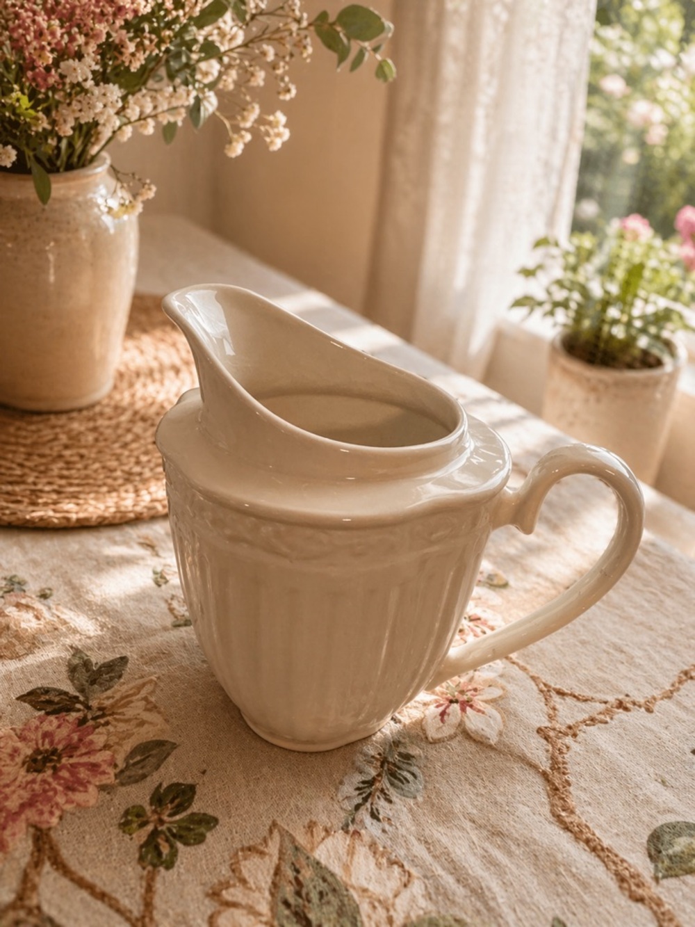Mikasa Cream Ceramic Pitcher Vase
